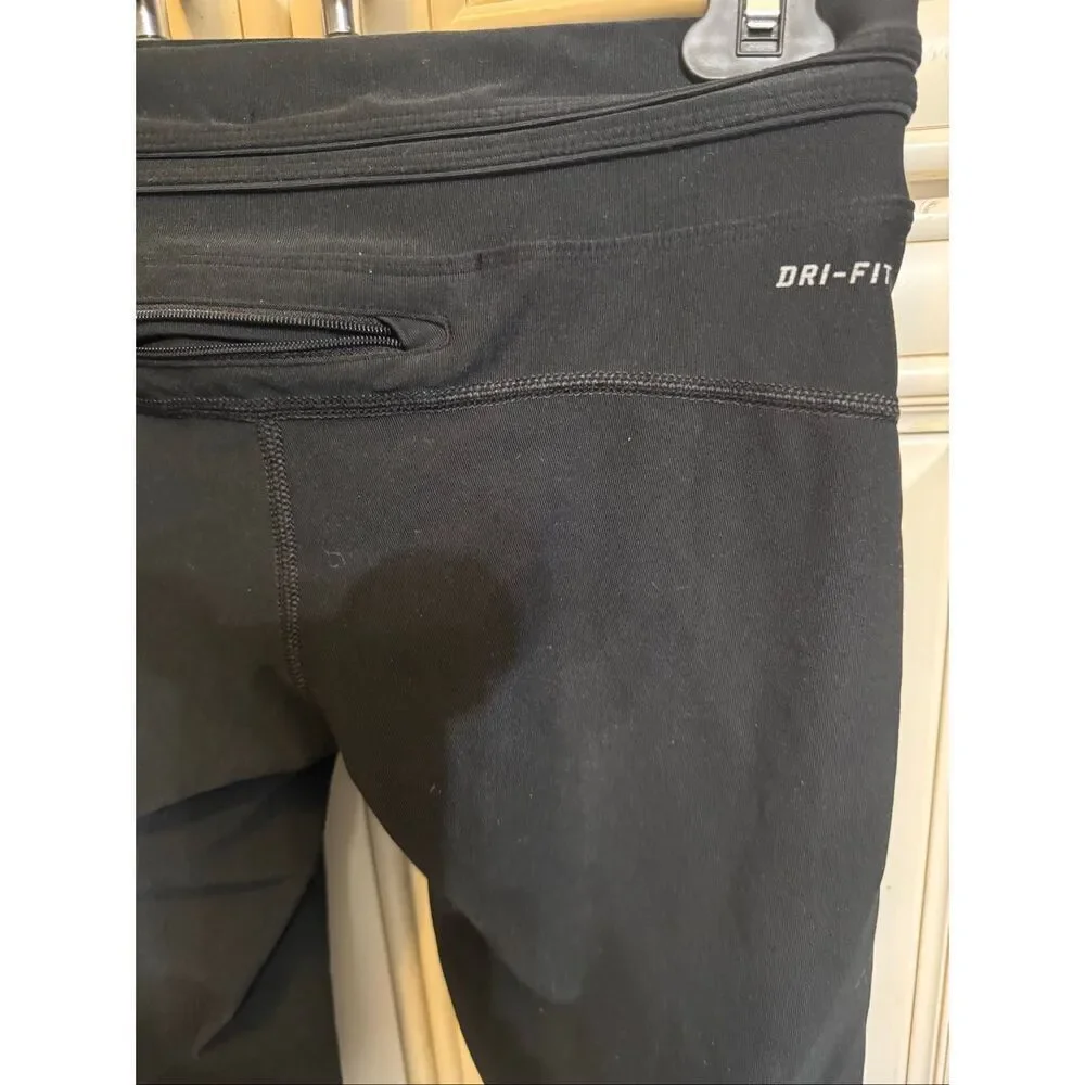 Nike Women's Dri-fit Running Cropped Capri Activewear Leggings Black Small
